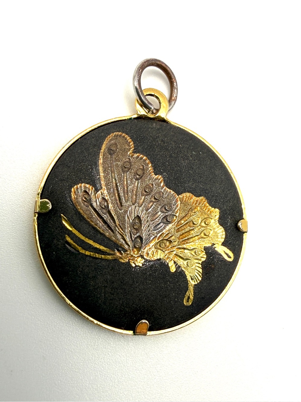 Rare 1980s Epcot Japan Damascene Butterfly Pendant - Walt Disney Productions